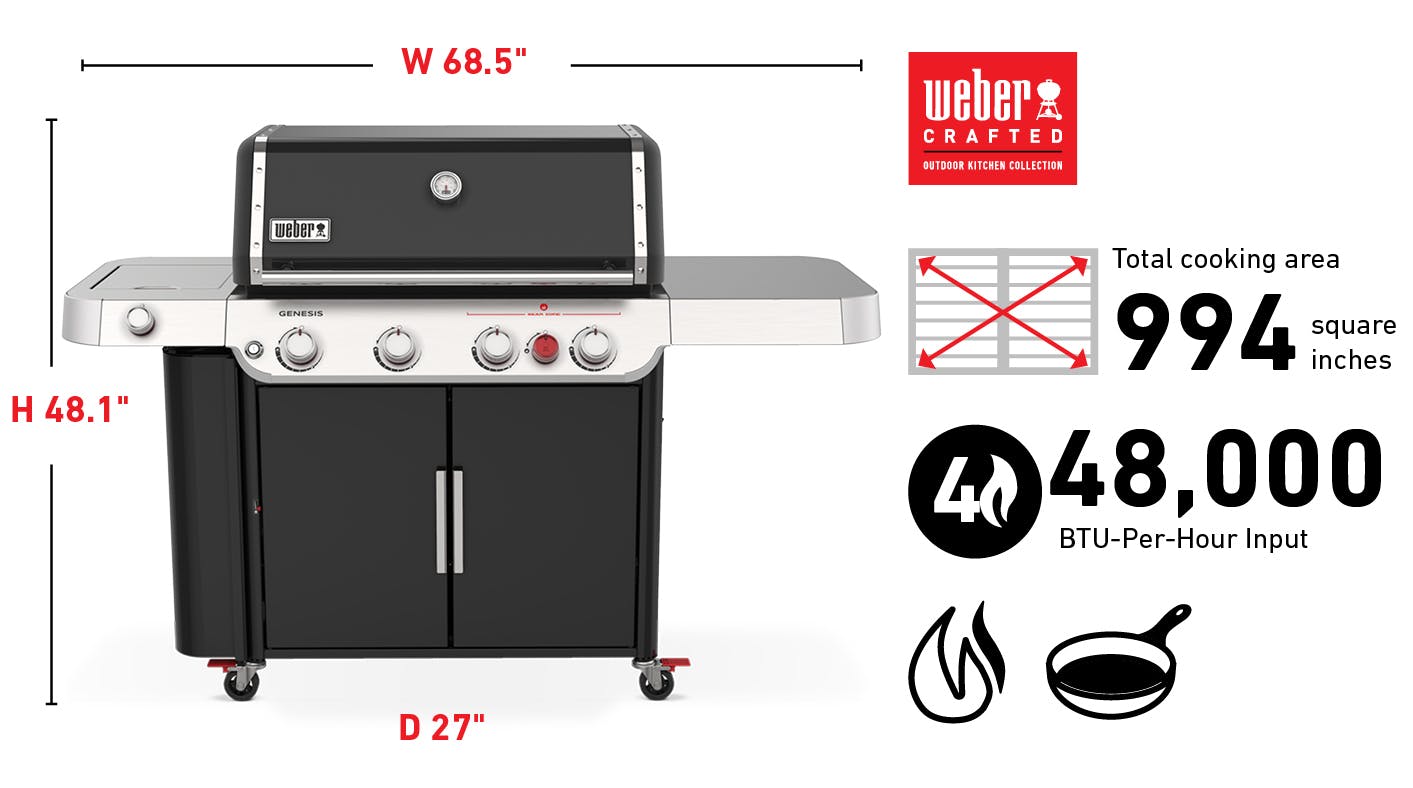 Weber GENESIS E-435 GAS GRILL 4 Burners | Liquid Petroleum Gas (refillable cylinder sold separately) WEBER