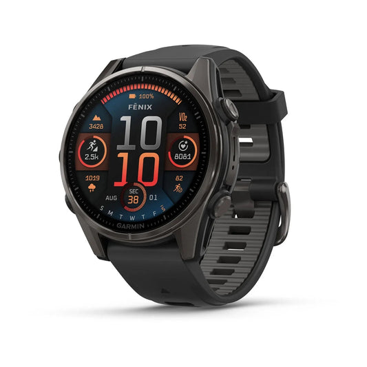Garmin fenix® 8 – 43 mm, AMOLED Sapphire, Carbon grey DLC titanium with Black/pebble grey silicone band GARMIN