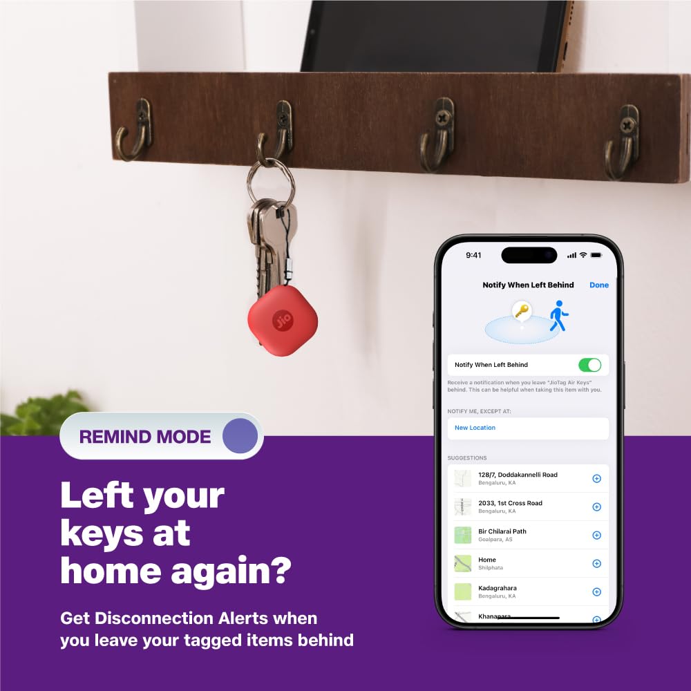 Jio JioTag Air for iPhones, Worldwide Item Finder, Works with Apple Find My Location Smart Tracker (Red) JIO