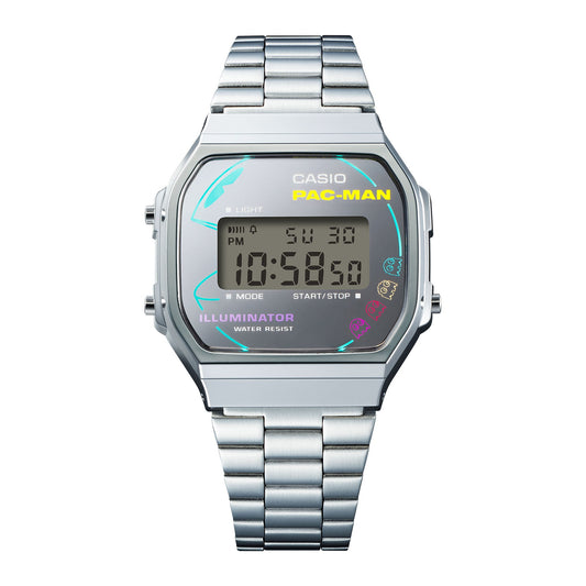 CASIO VINTAGE A168WEPC-7ADR SILVER DIGITAL DIAL SILVER STAINLESS STEEL BAND D380