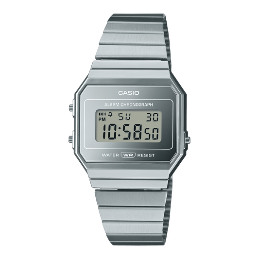 CASIO VINTAGE A700WEV-7ADF SILVER DIGITAL DIAL SILVER STAINLESS STEEL BAND D346