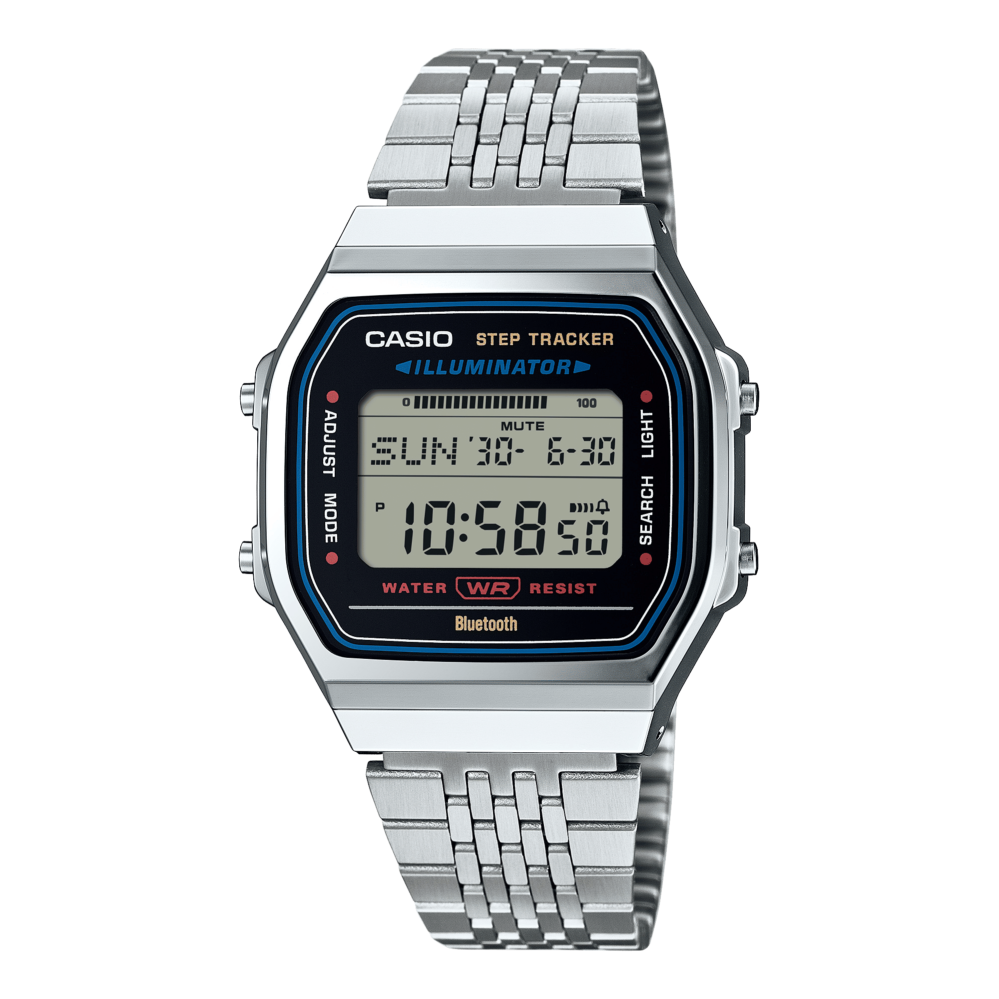 CASIO VINTAGE ABL-100WE-1ADF BLACK DIGITAL DIAL SILVER STAINLESS STEEL  BAND D365