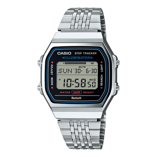 CASIO VINTAGE ABL-100WE-1ADF BLACK DIGITAL DIAL SILVER STAINLESS STEEL  BAND D365