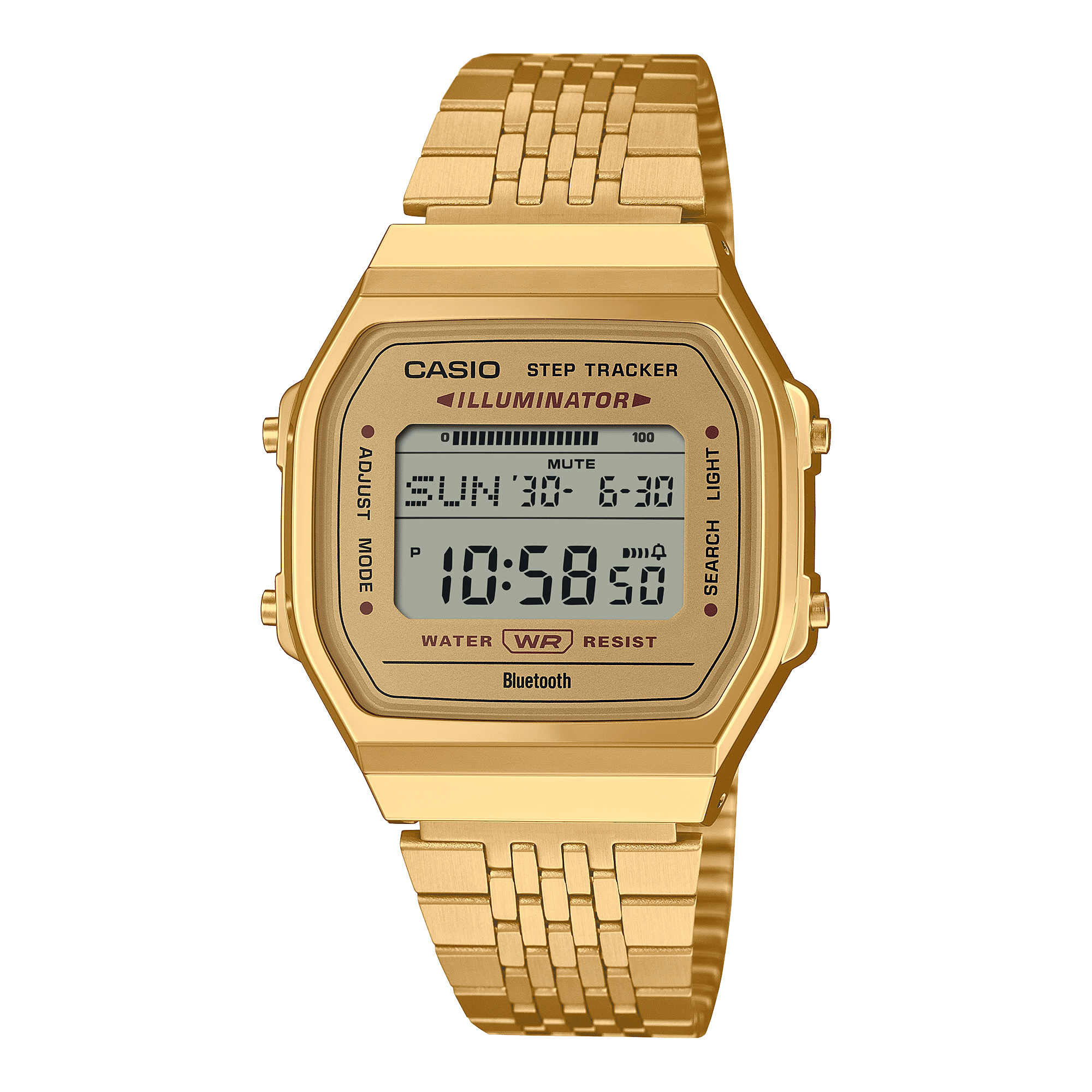 CASIO VINTAGE ABL-100WEG-9ADF GOLD DIGITAL DIAL GOLD STAINLESS STEEL  BAND D368