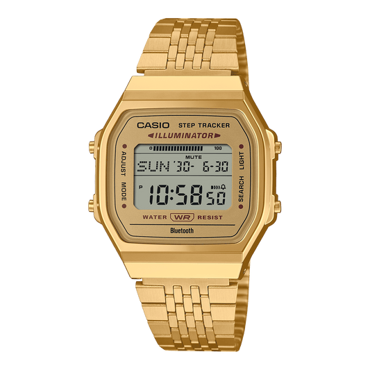 CASIO VINTAGE ABL-100WEG-9ADF GOLD DIGITAL DIAL GOLD STAINLESS STEEL  BAND D368