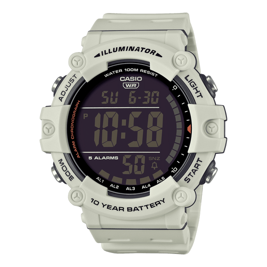 CASIO  AE-1500WH-8B2VDF  DIGITAL DIAL WHITE RESIN STRAP  10 YEAR BATTERY D320