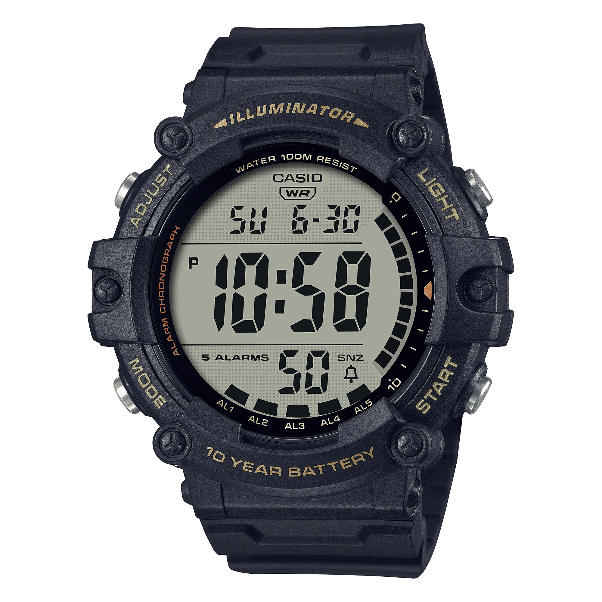 CASIO  AE-1500WHX-1AVDF  DIGITAL DIAL BLACK RESIN STRAP  10 YEAR BATTERY D275