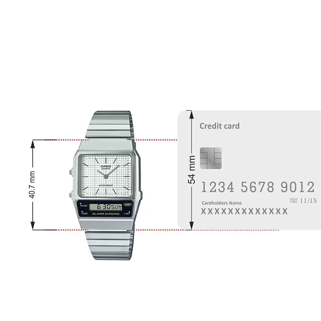 Casio VINTAGE COLLECTION AQ-800E-7ADF - D281 Silver Vintage Combination Watch CASIO