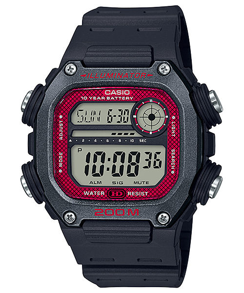 CASIO  DW-291H-1BVDF RED DIGITAL DIAL BLACK RESIN STRAP  200M WATER RESISTANT I117