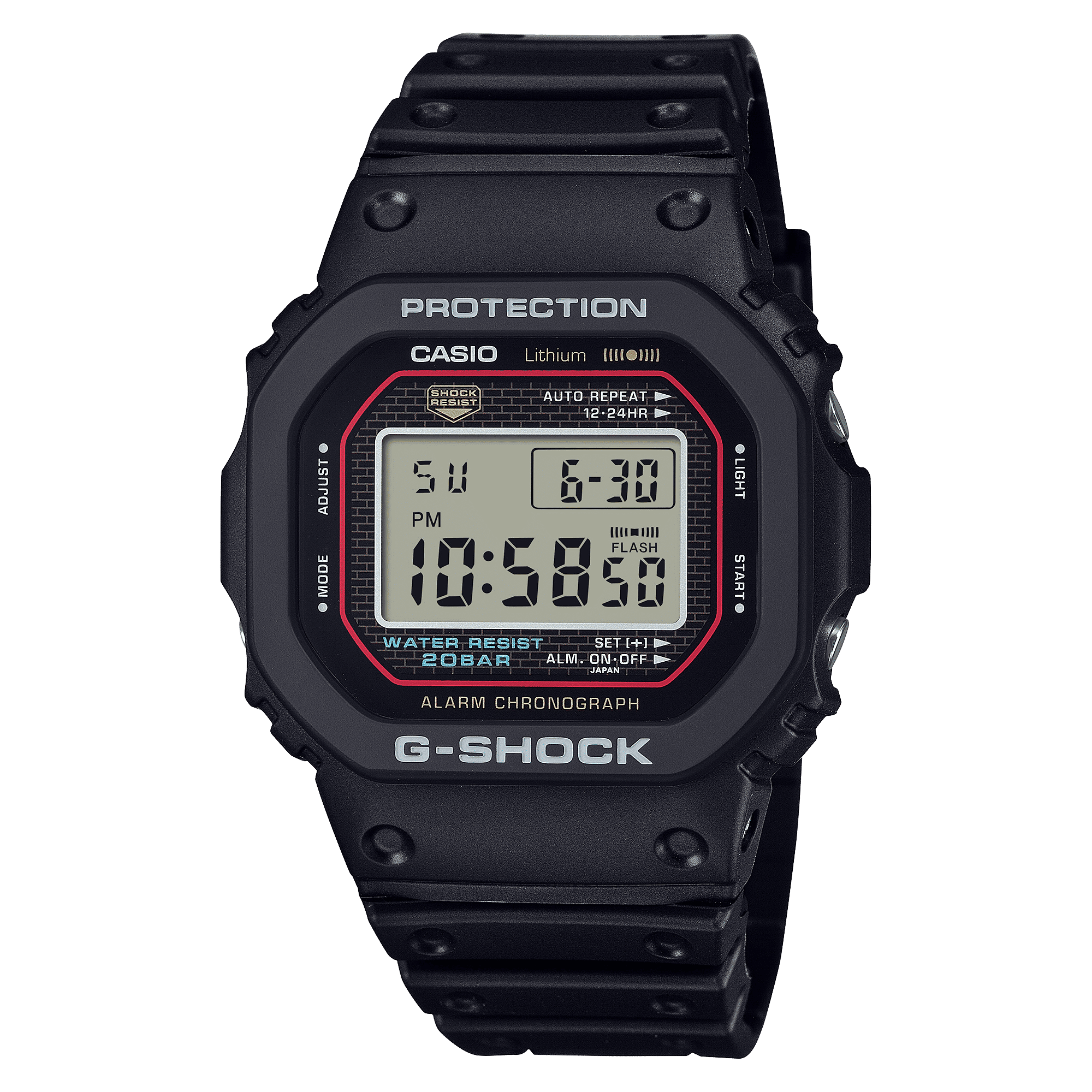 CASIO G-SHOCK DW-5000R-1ADR BLACK DIGITAL DIAL BLACK BIO-BASED RESIN BAND G1660