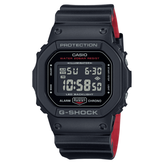 CASIO G-SHOCK DW-5600UHR-1DR  DIGITAL DIAL BLACK-RED RESIN STRAP MEN'S WATCH G1515