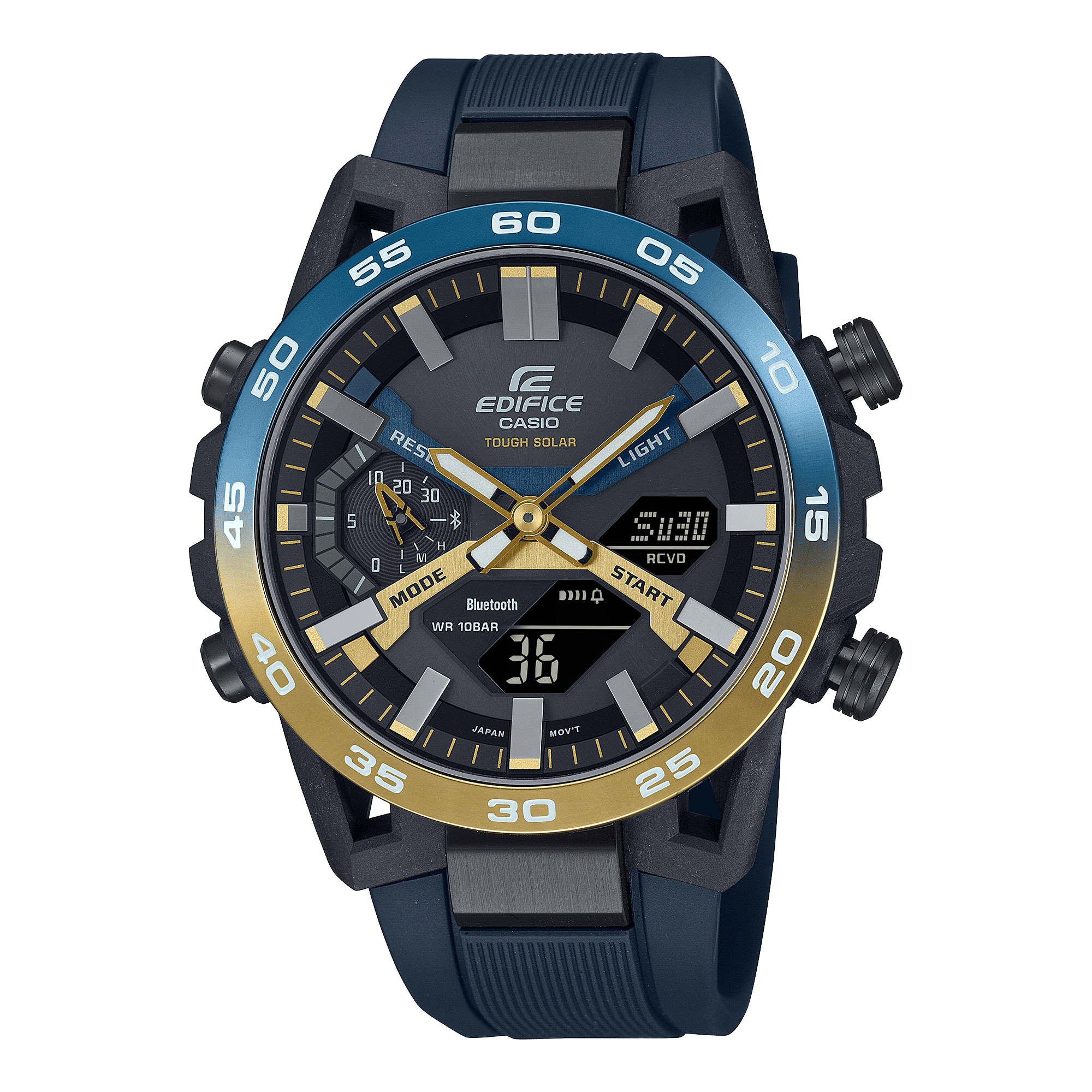 CASIO EDIFICE ECB-2000NP-1ADF BLACK ANA-DIGI DIAL BLUE RESIN STRAP MEN'S WATCH ED610