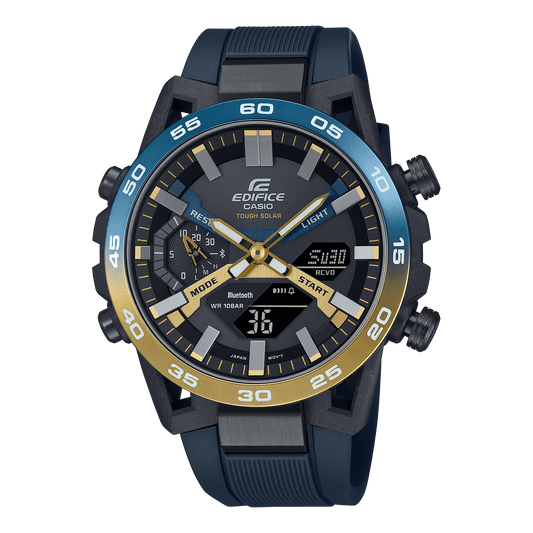 CASIO EDIFICE ECB-2000NP-1ADF BLACK ANA-DIGI DIAL BLUE RESIN STRAP MEN'S WATCH ED610
