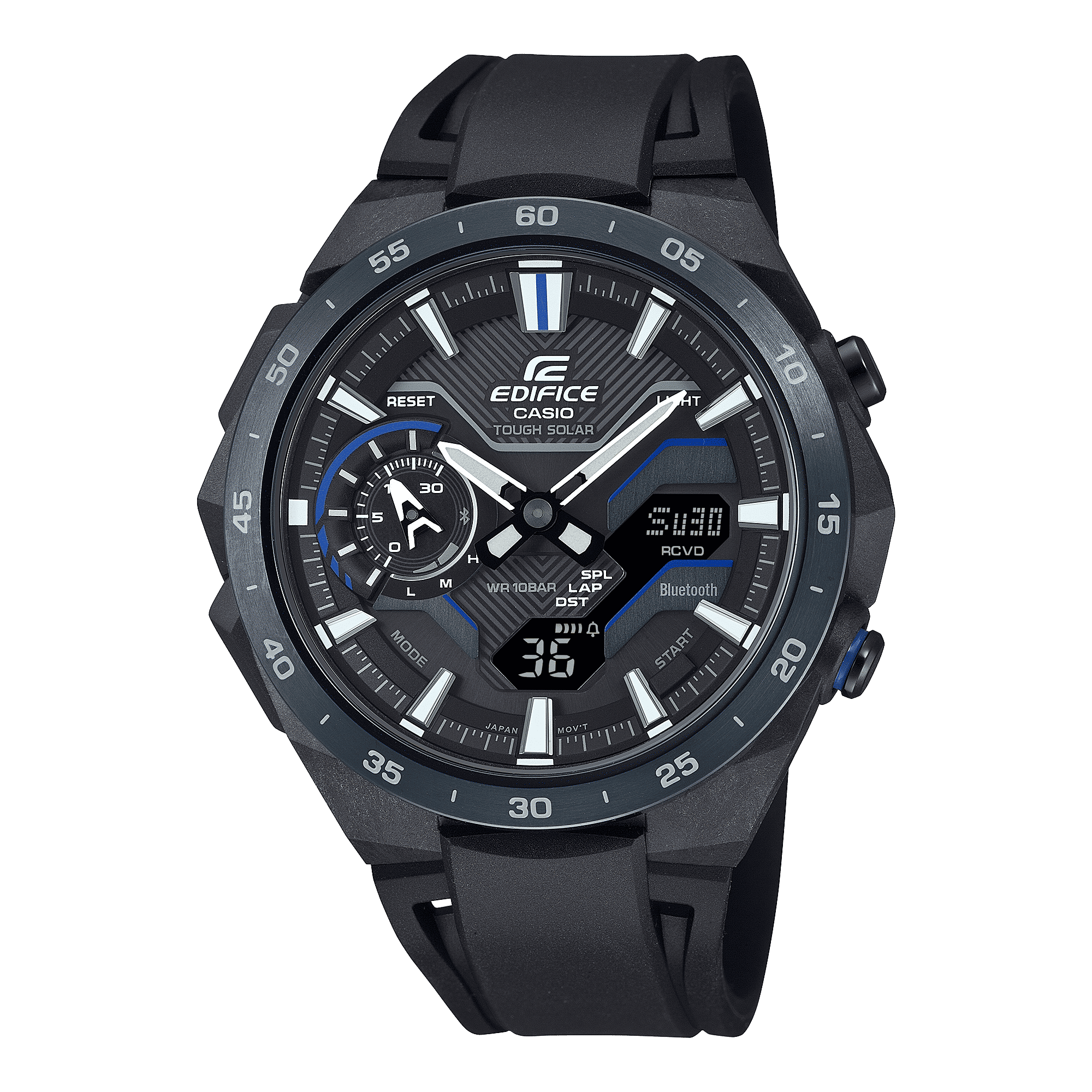 CASIO EDIFICE ECB-2200PB-1ADF BLACK ANA-DIGI DIAL BLACK RESIN STRAP MEN'S WATCH ED611