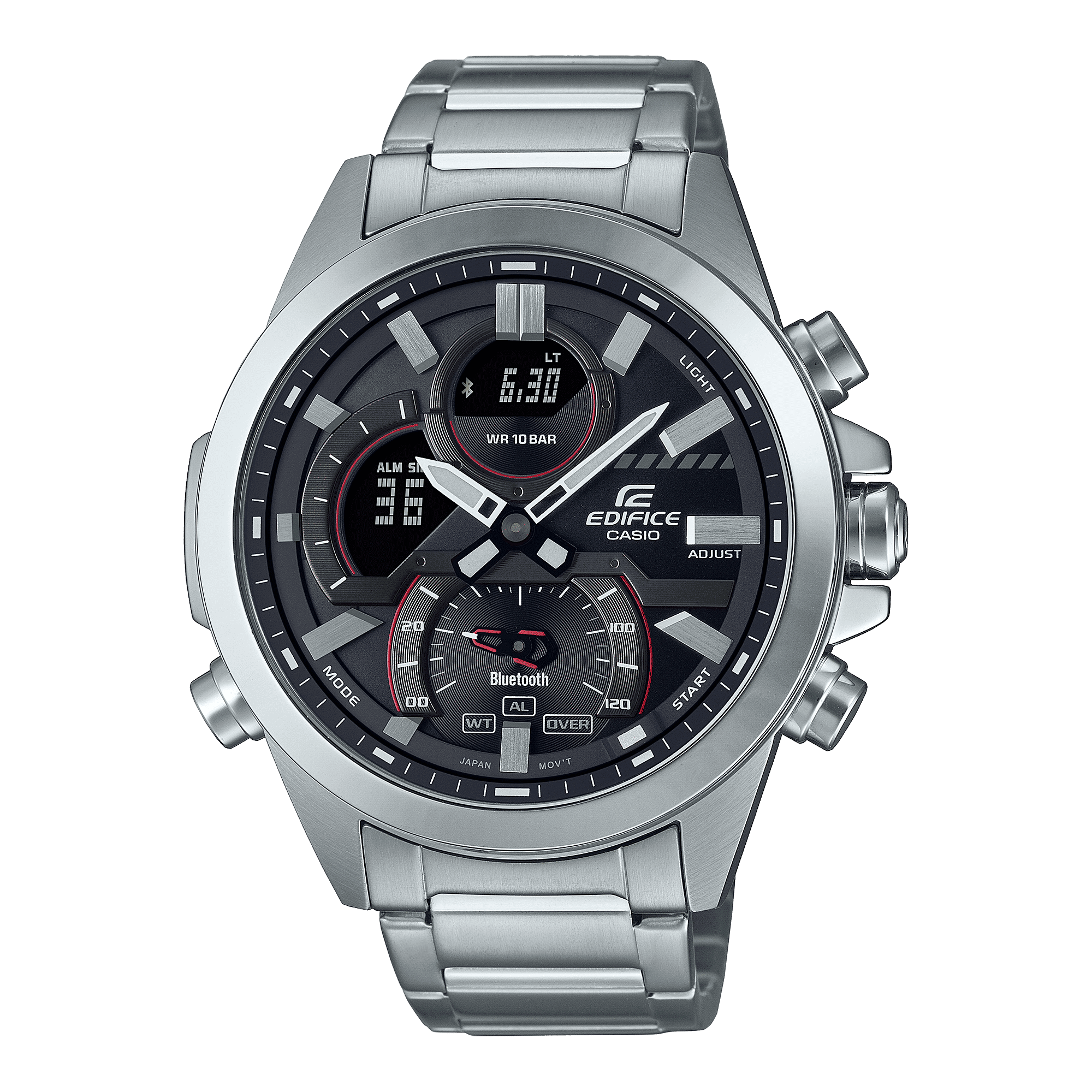 CASIO EDIFICE ECB-30D-1ADF BLACK ANA-DIGI DIAL SILVER STAINLESS STEEL BAND MEN'S WATCH EX545