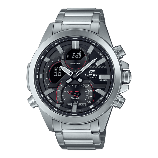 CASIO EDIFICE ECB-30D-1ADF BLACK ANA-DIGI DIAL SILVER STAINLESS STEEL BAND MEN'S WATCH EX545