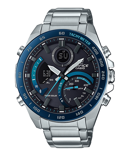 CASIO EDIFICE ECB-900DB-1BDR BLACK ANA-DIGI DIAL SILVER STAINLESS STEEL BAND MEN'S WATCH EX500