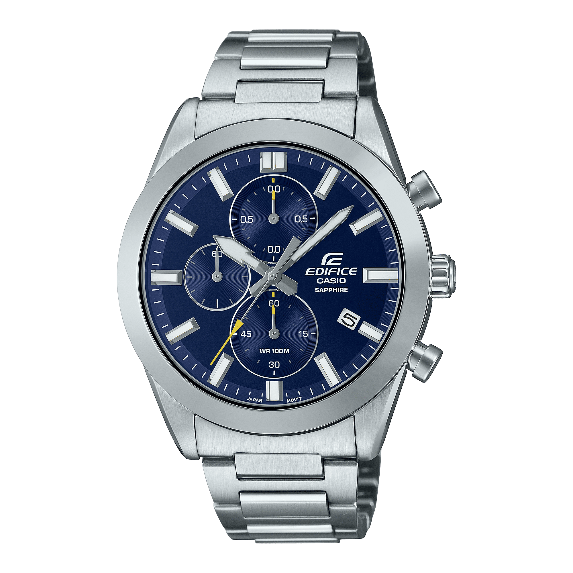 CASIO EDIFICE EFB-710D-2AVUDF BLUE ANALOG DIAL SILVER STAINLESS STEEL STRAP MEN'S WATCH CHRONOGRAPH SAPPHIRE GLASS