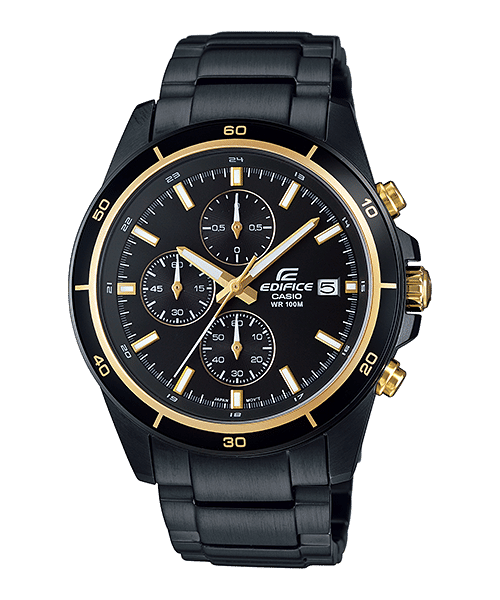 CASIO EDIFICE EFR-526BK-1A9VUDF BLACK ANALOG DIAL BLACK STAINLESS STEEL STRAP MEN'S WATCH CHRONOGRAPH 100M WATER RESISTANT
