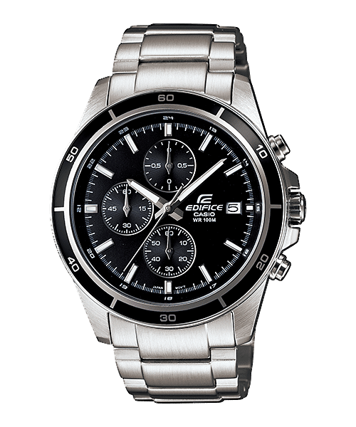 CASIO EDIFICE EFR-526D-1AVUDF BLACK ANALOG DIAL SILVER STAINLESS STEEL STRAP MEN'S WATCH SOLID STRAP STOP-WATCH