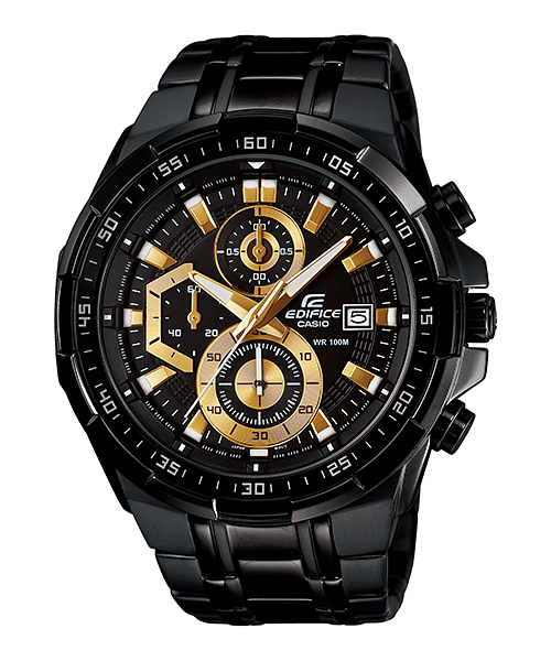 CASIO EDIFICE EFR-539BK-1AVUDF BLACK ANALOG DIAL BLACK STAINLESS STEEL STRAP MEN'S WATCH CHRONOGRAPH 100M WATER RESISTANT