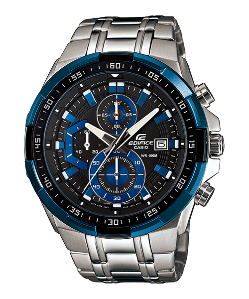CASIO EDIFICE EFR-539D-1A2VUDF BLACK ANALOG DIAL SILVER STAINLESS STEEL STRAP MEN'S WATCH CHRONOGRAPH 100M WATER RESISTANT