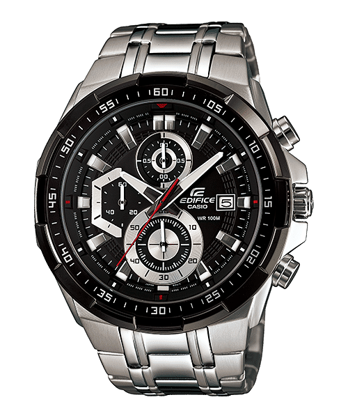 CASIO EDIFICE EFR-539D-1AVUDF BLACK ANALOG DIAL SILVER STAINLESS STEEL STRAP MEN'S WATCH CHRONOGRAPH 100M WATER RESISTANT