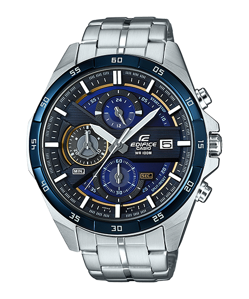CASIO EDIFICE EFR-556DB-2AVUDF BLUE ANALOG DIAL SILVER STAINLESS STEEL STRAP MEN'S WATCH CHRONOGRAPH 100M WATER RESISTANT
