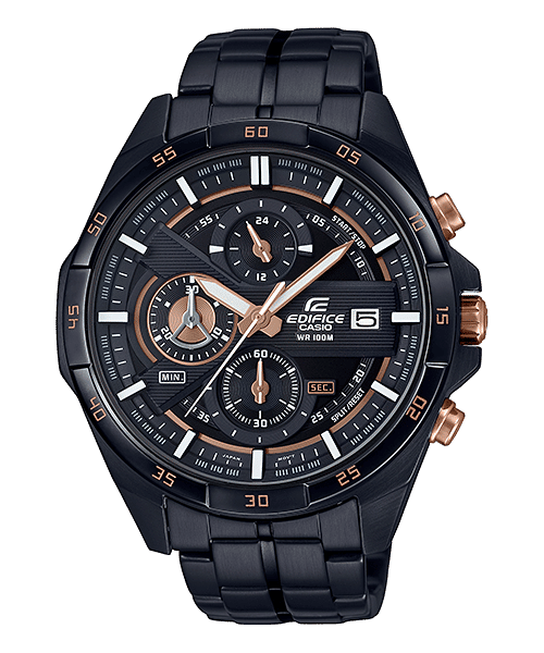 CASIO EDIFICE EFR-556DC-1AVUDF BLACK ANALOG DIAL BLACK STAINLESS STEEL STRAP MEN'S WATCH CHRONOGRAPH 100M WATER RESISTANT