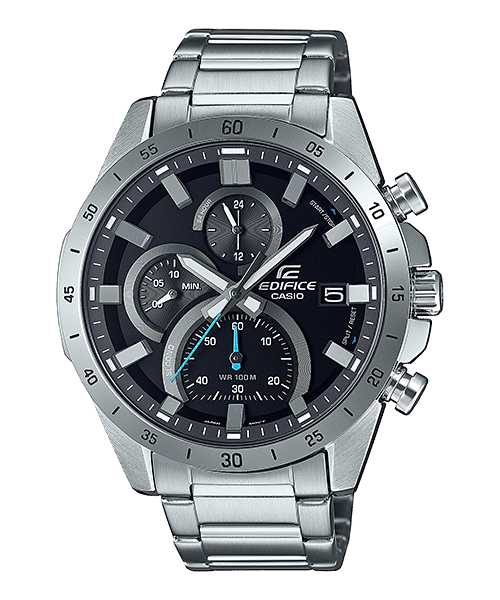 CASIO EDIFICE EFR-571D-1AVUDF BLACK ANALOG DIAL SILVER STAINLESS STEEL STRAP MEN'S WATCH CHRONOGRAPH 100M WATER RESISTANT