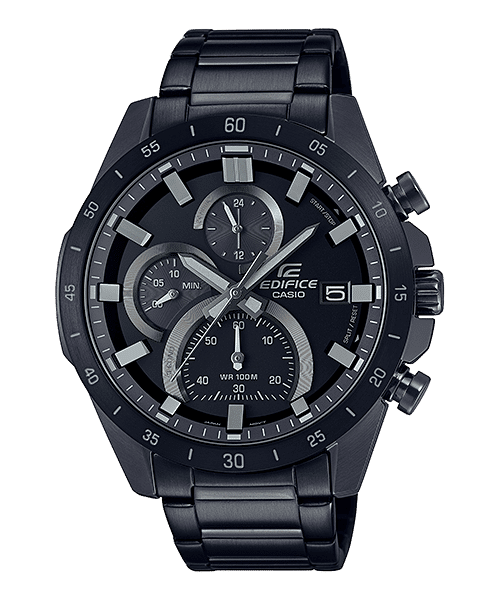 CASIO EDIFICE EFR-571MDC-1AVUDF BLACK ANALOG DIAL BLACK STAINLESS STEEL STRAP MEN'S WATCH CHRONOGRAPH 100M WATER RESISTANT