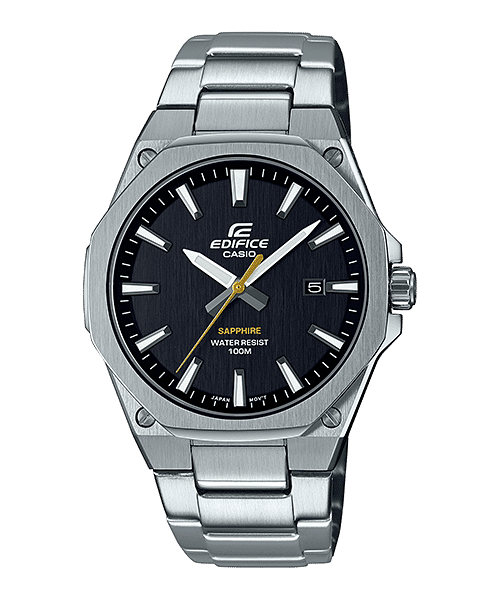 CASIO EDIFICE EFR-S108D-1AVUDF GREY ANALOG DIAL SILVER STAINLESS STEEL STRAP MEN'S WATCH DATE DISPLAY SAPPHIRE CRYSTAL