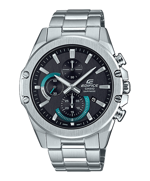 CASIO EDIFICE EFR-S567D-1AVUDF BLACK ANALOG DIAL SILVER STAINLESS STEEL STRAP MEN'S WATCH SLIM CASE SAPPHIRE GLASS