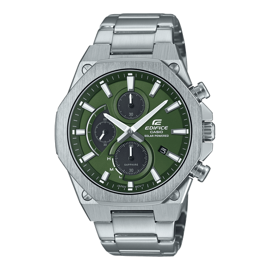 CASIO EDIFICE EFS-S570D-3AUDF GREEN ANALOG DIAL SILVER STAINLESS STEEL STRAP MEN'S WATCH 100M WATER RESISTANCE 