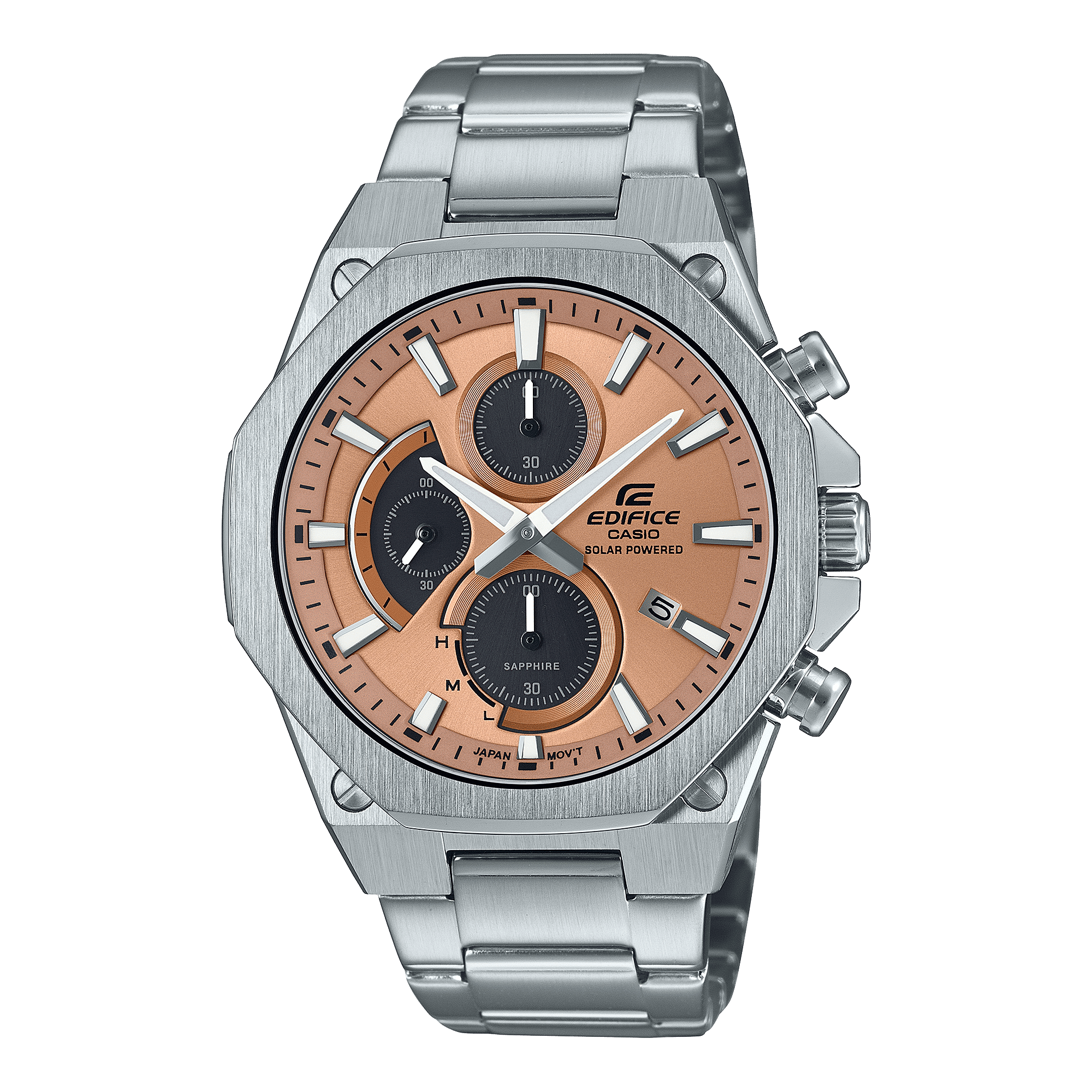 CASIO EDIFICE EFS-S570D-5AUDF ORANGE ANALOG DIAL SILVER STAINLESS STEEL STRAP MEN'S WATCH 100M WATER RESISTANCE 