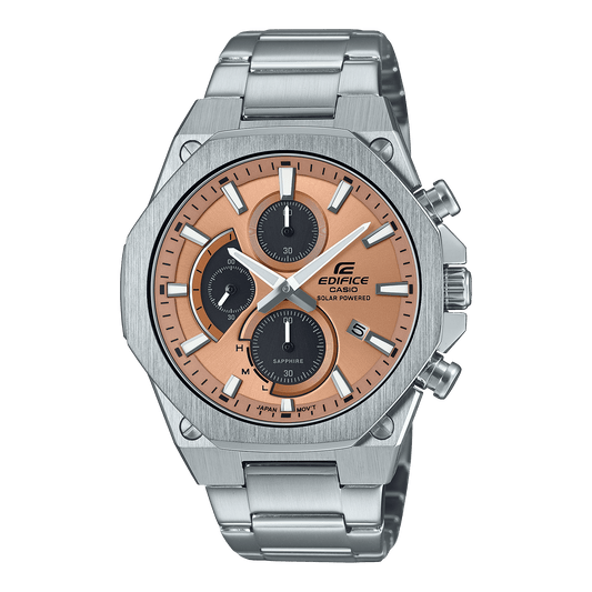 CASIO EDIFICE EFS-S570D-5AUDF ORANGE ANALOG DIAL SILVER STAINLESS STEEL STRAP MEN'S WATCH 100M WATER RESISTANCE 