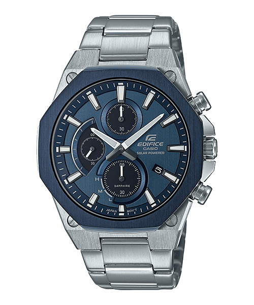 CASIO EDIFICE EFS-S570DB-2AUDF BLUE ANALOG DIAL SILVER STAINLESS STEEL STRAP MEN'S WATCH SLIM CASE SAPPHIRE GLASS