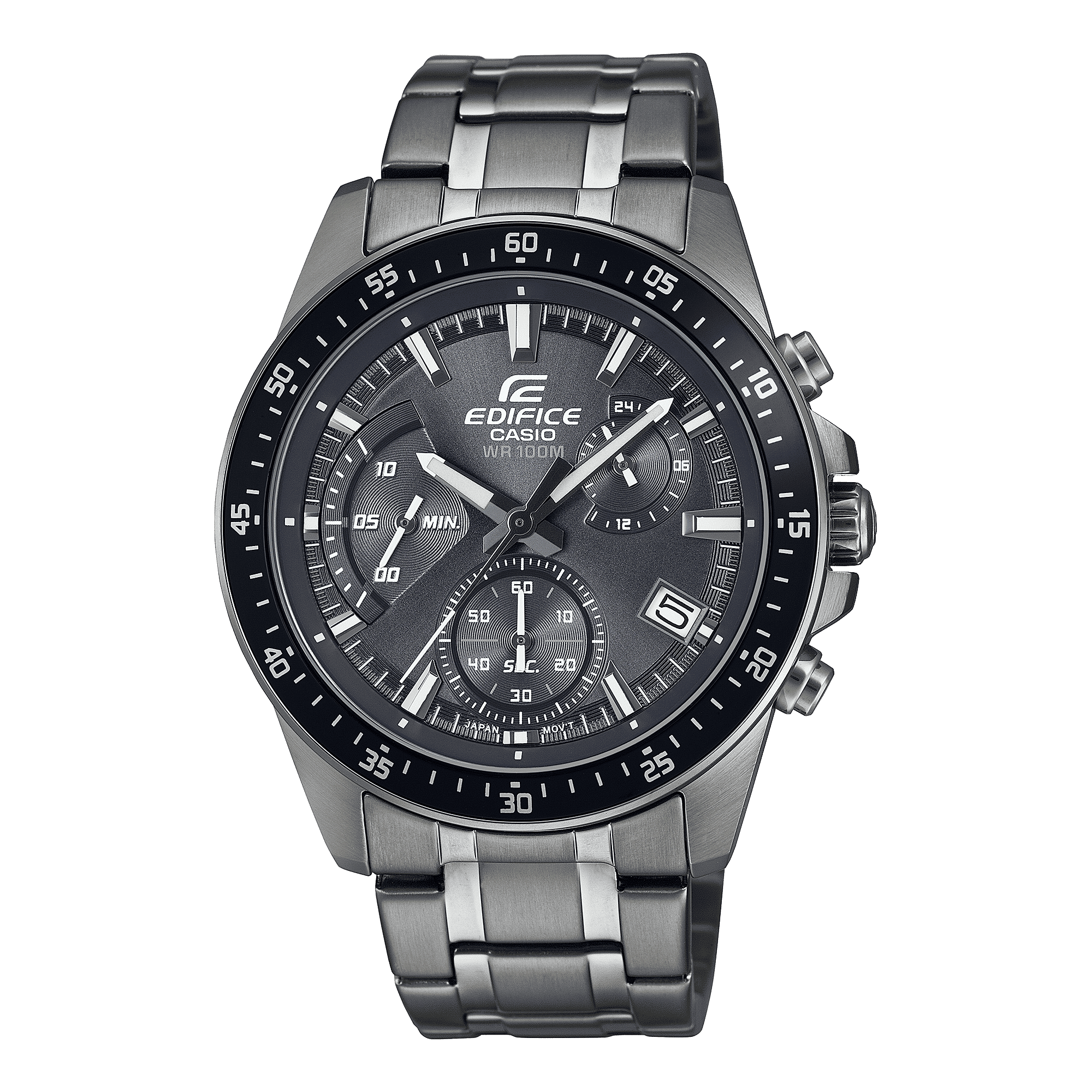 CASIO EDIFICE EFV-540DC-1CVUDF GRAY ANALOG DIAL GRAY ION PLATED STAINLESS STEEL STRAP MEN'S WATCH CHRONOGRAPH 100M WATER RESISTANT