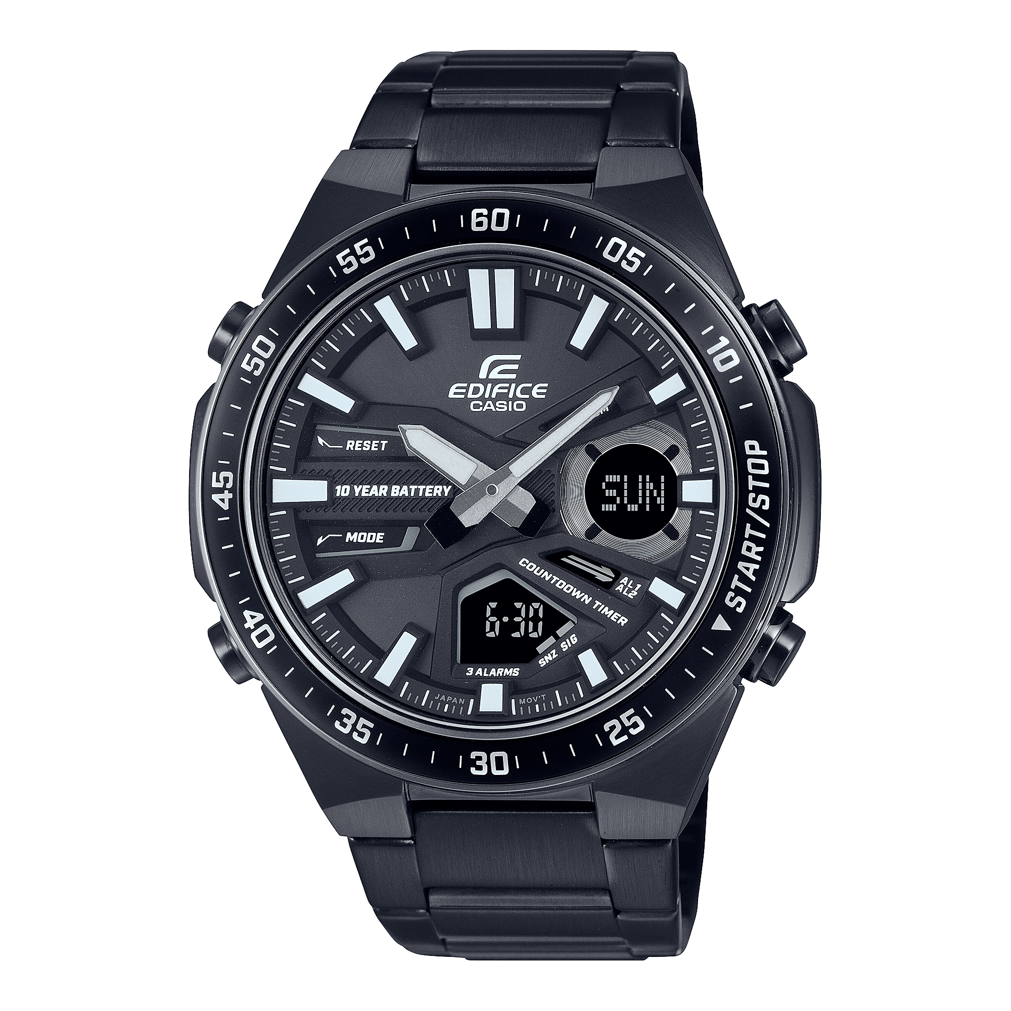 CASIO EDIFICE EFV-C110DC-1ADF BLACK ANA-DIGI DIAL BLACK STAINLESS STEEL BAND MEN'S WATCH ED601