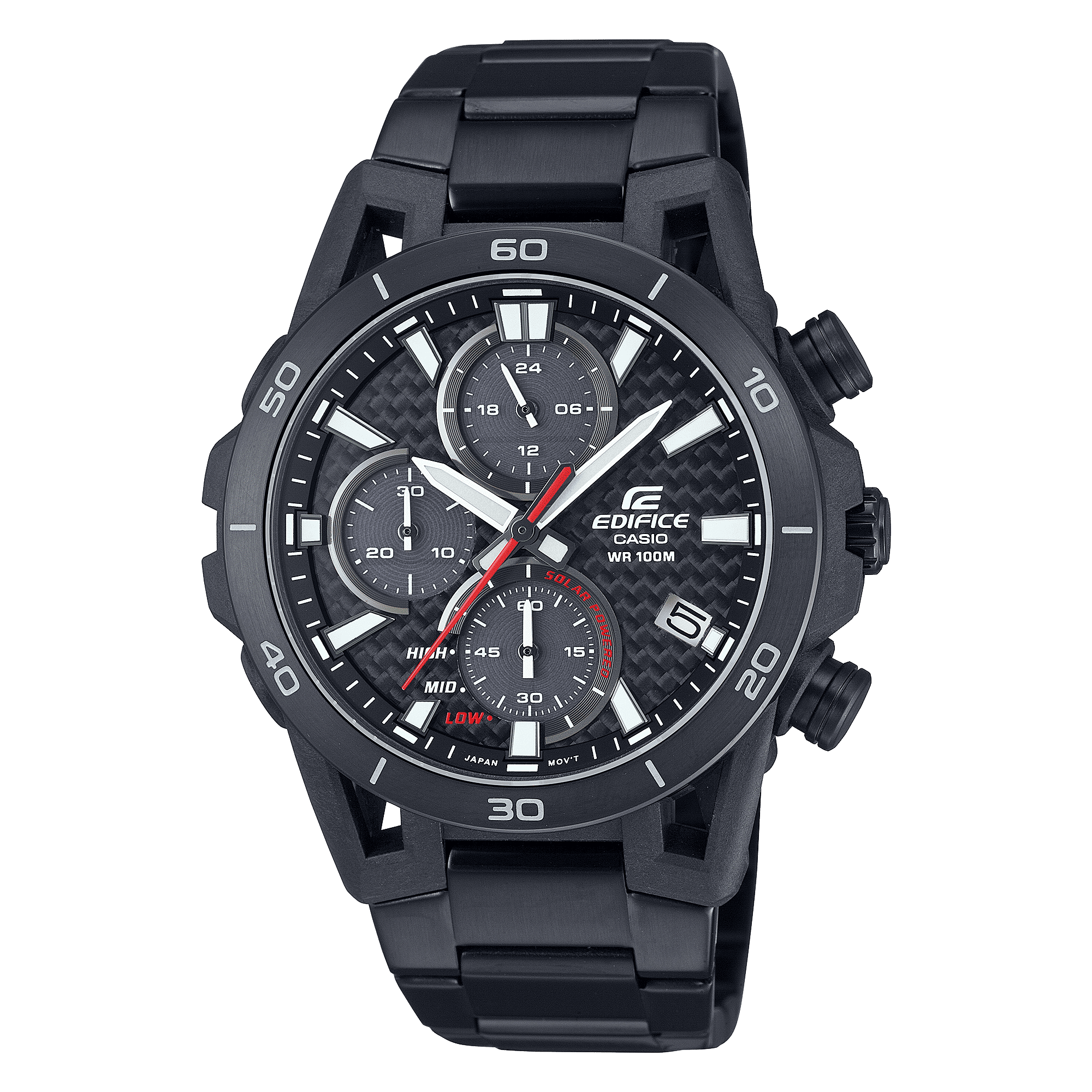 CASIO EDIFICE EQS-960DC-1AVUDF BLACK ANALOG DIAL BLACK STAINLESS STEEL BAND MEN'S WATCH ED629