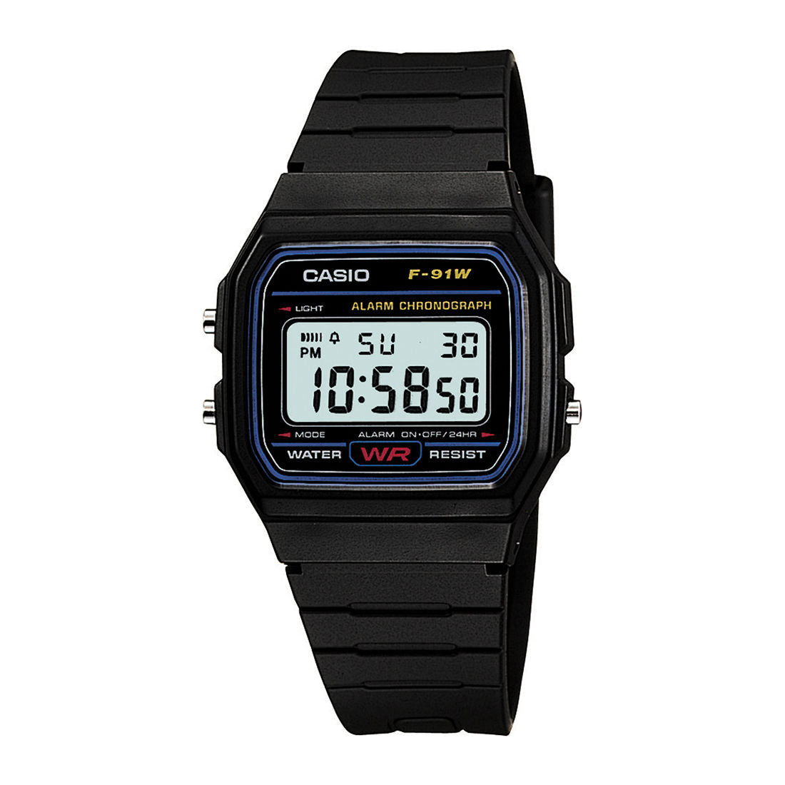CASIO YOUTH F-91W-1Q BLACK DIGITAL DIAL BLACK  RESIN  BAND D002