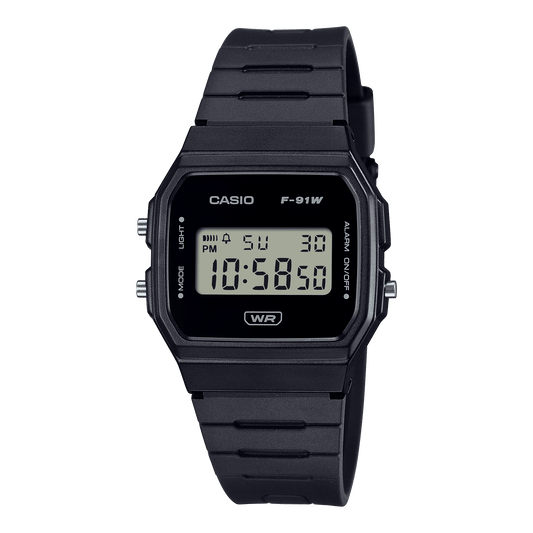 CASIO YOUTH F-91WB-1ADF BLACK DIGITAL DIAL BLACK BIO-BASED RESIN BAND D370