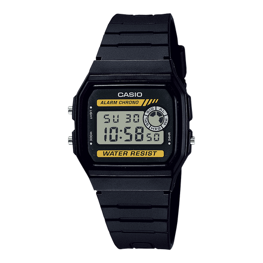 CASIO F-94WA-9DG BLACK DIGITAL DIAL UNISEX WATCH BLACK RESIN STRAP  WATCH LED LIGHT 1/100-SECOND STOPWATCH
