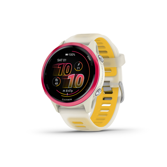 Garmin Forerunner® 570 - 42mm Raspberry Aluminium with Translucent Bone/Mango Band GARMIN