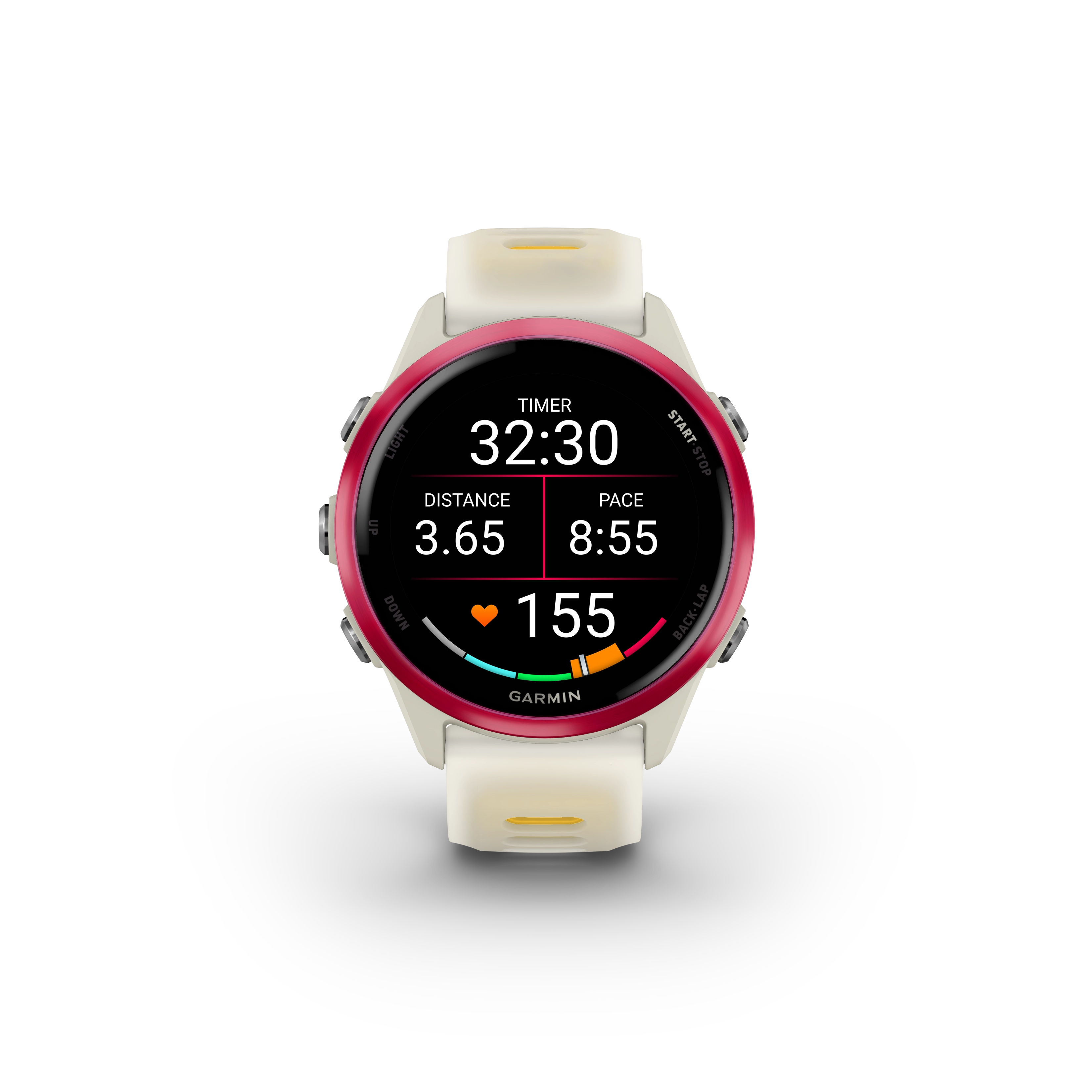 Garmin Forerunner® 570 - 42mm Raspberry Aluminium with Translucent Bone/Mango Band GARMIN