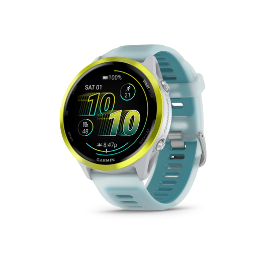 Garmin Forerunner® 570 - 47mm Amp Yellow Aluminium with Translucent Whitestone/Turquoise Band GARMIN