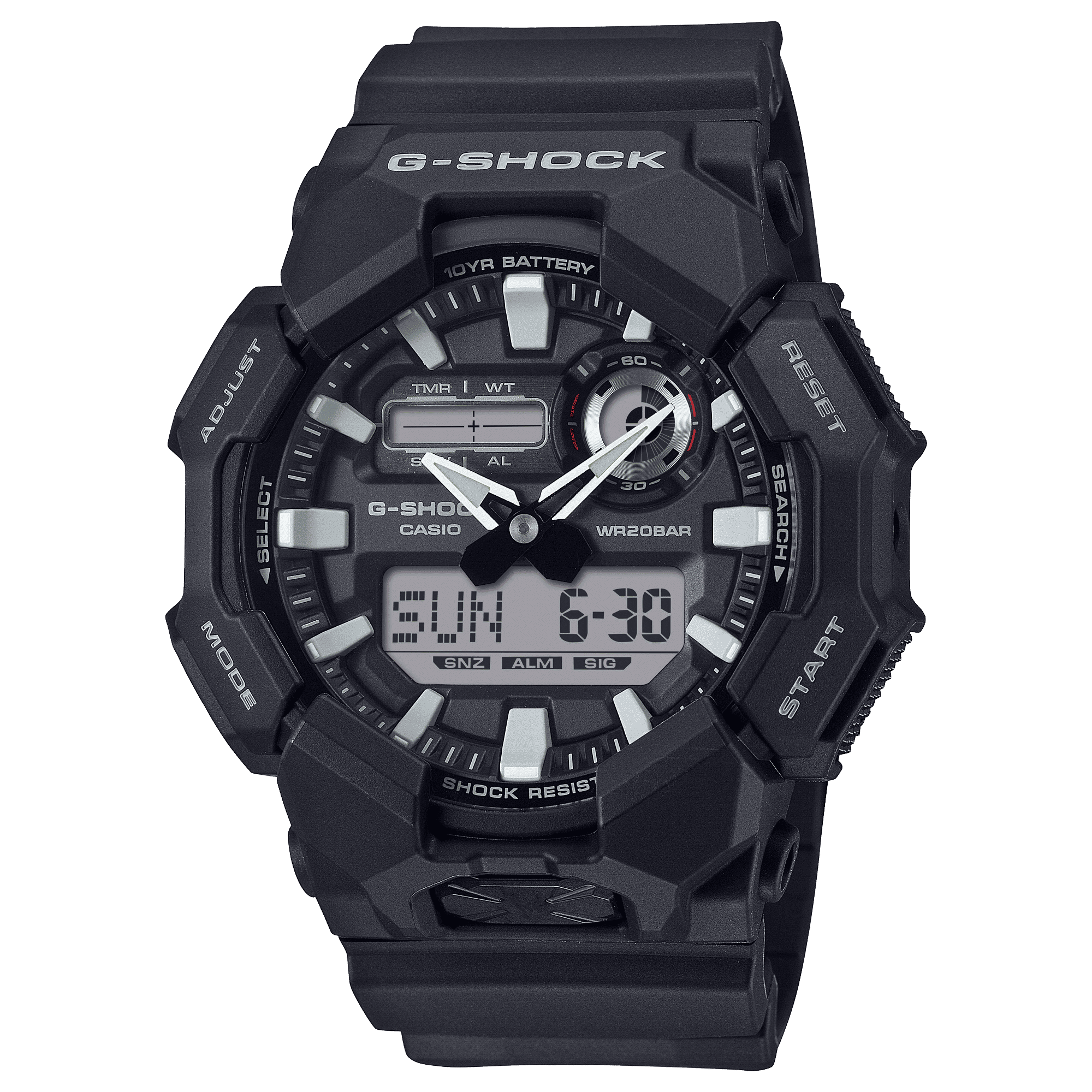 CASIO G-SHOCK GA-010-1ADR BLACK  ANALOG-DIGITAL DIAL BLACK  BIO-BASED RESIN BAND G1601
