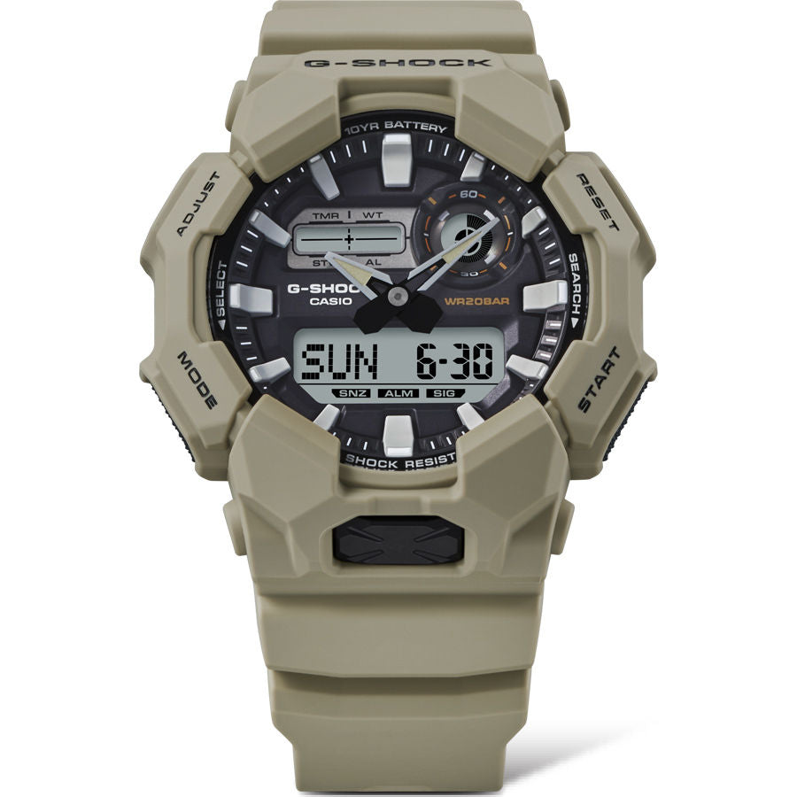 CASIO G-SHOCK GA-010-5ADR BLACK  ANALOG-DIGITAL DIAL BROWN BIO-BASED RESIN BAND G1603