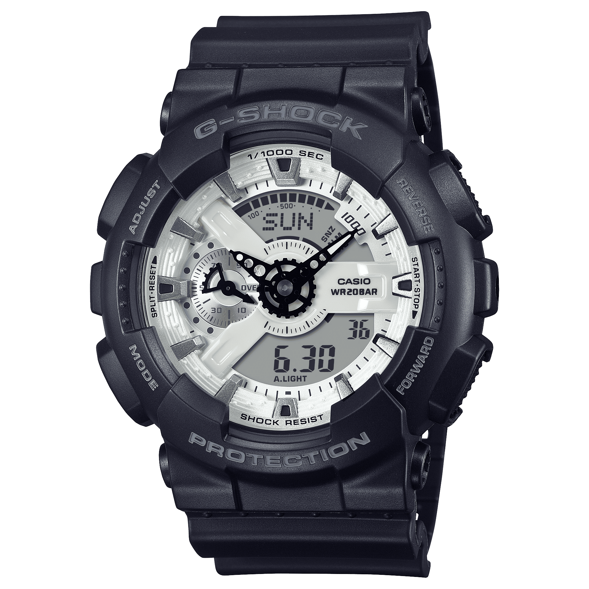 CASIO G-SHOCK GA-110WD-1ADR WHITE ANALOG-DIGITAL DIAL BLACK RESIN  BAND G1636