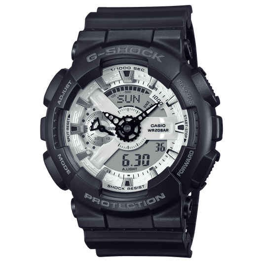 CASIO G-SHOCK GA-110WD-1ADR WHITE ANALOG-DIGITAL DIAL BLACK RESIN  BAND G1636